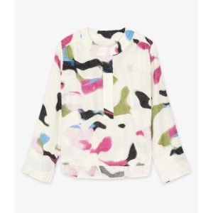 Blusa blanca con manchas multicolor