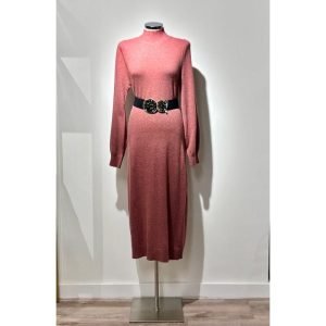 Vestido de punto largo terracota