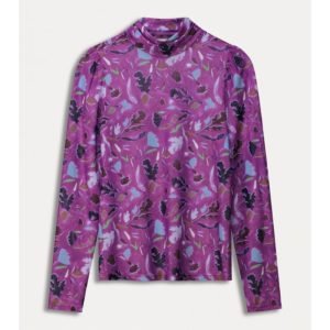 camiseta malla morada hojas