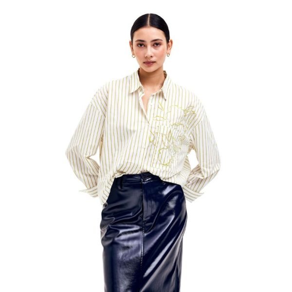 CAMISA BLANCA CON RAYAS VERDES - Imagen 3